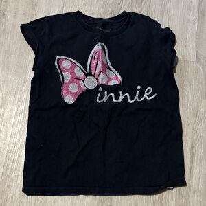 Disney Minnie Black Tee with Pink and Silver Minnie Design